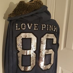 VS PINK FAUX FUR HOODIE